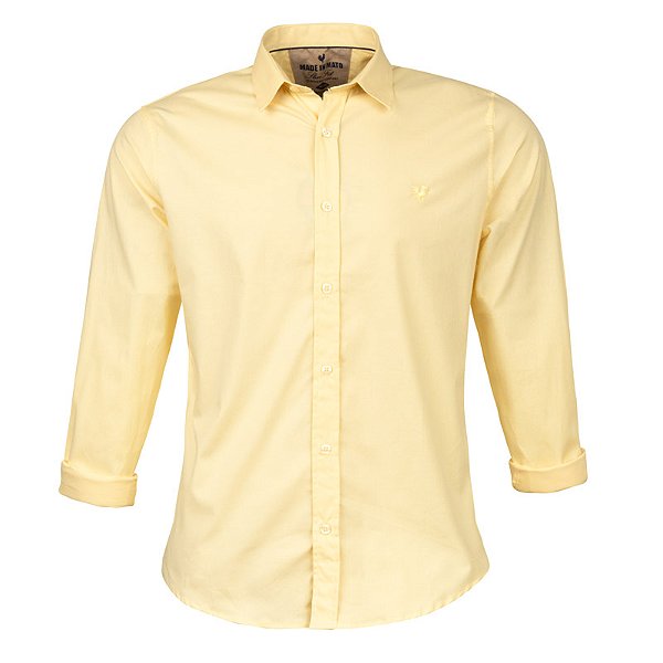 Camisa Masculina Lisa Manga Longa Made in Mato Amarela