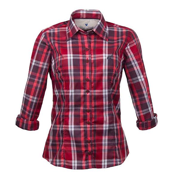 Camisa Feminina Xadrez Manga Longa Made in Mato Vermelha