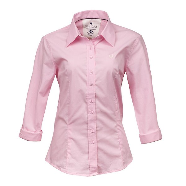 Camisa Feminina Básica Manga Longa Made in Mato Rosa Claro