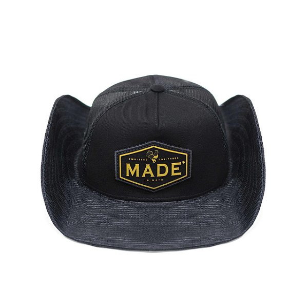 Boné Cap Hat Made in Mato Country Patch Hexagonal Preto