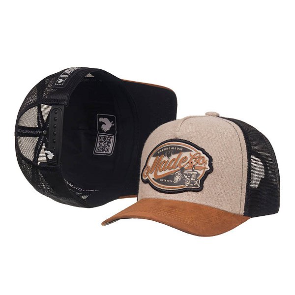 Boné Trucker Made in Mato Farm Sand e Aba Kaki