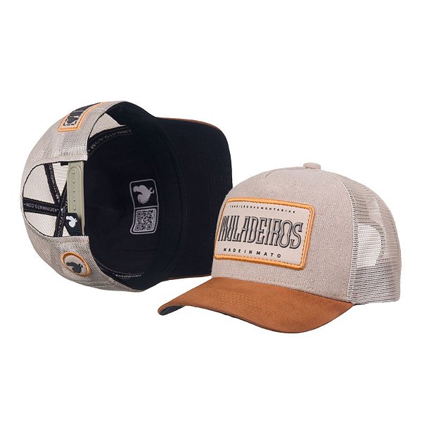 Boné Trucker Made in Mato Muladeiros Sand e Aba Kaki