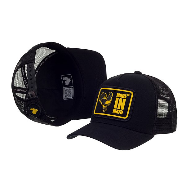 Boné Trucker Made in Mato Logo Black Yellow