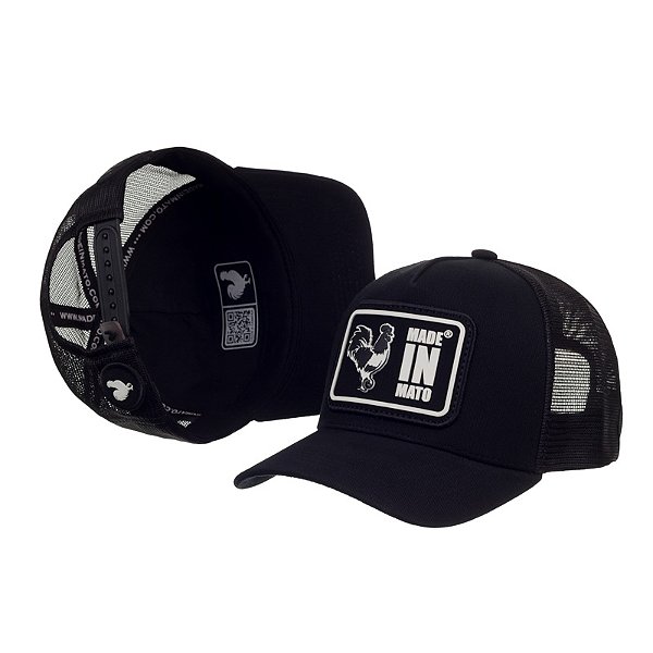 Boné Trucker Made in Mato Logo Black White