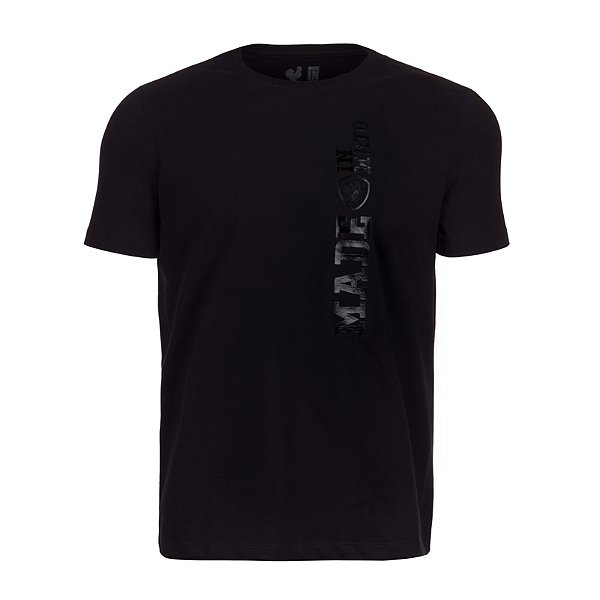 Camiseta Estampada Masculina Made in Mato Shield Script Preto