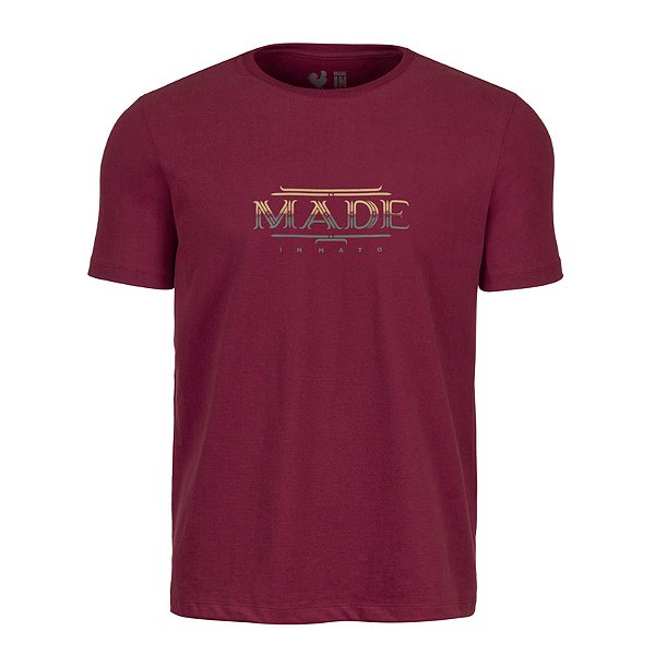 Camiseta Estampada Masculina Made in Mato Horn Bordô