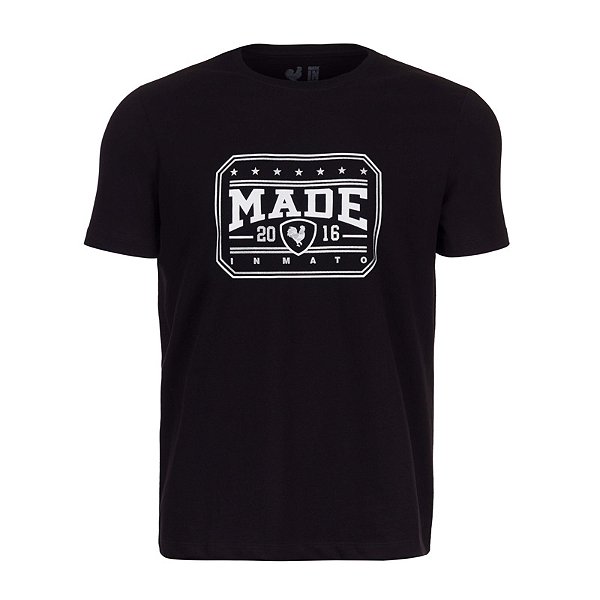 Camiseta Estampada Masculina Made in Mato Silver Badge Preta