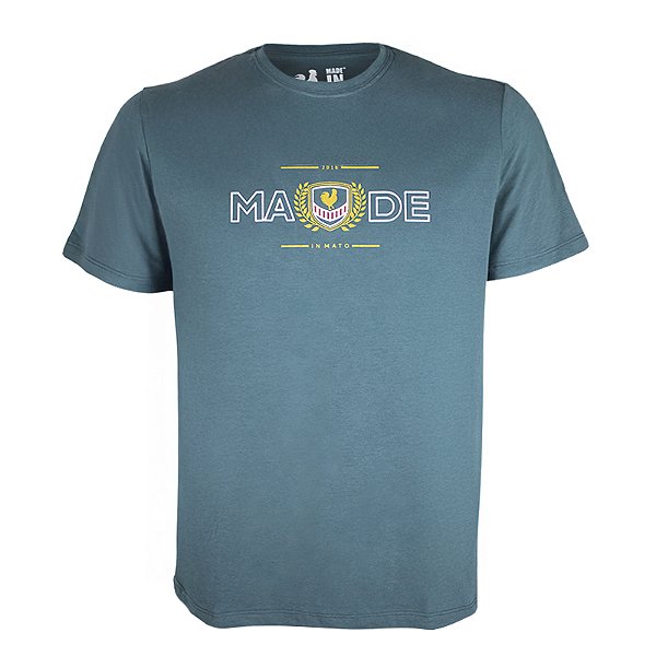 Camiseta Estampada Masculina Made in Mato Shield Verde