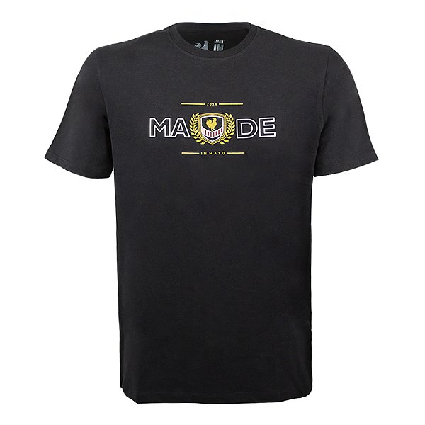 Camiseta Estampada Masculina Made in Mato Shield Preta