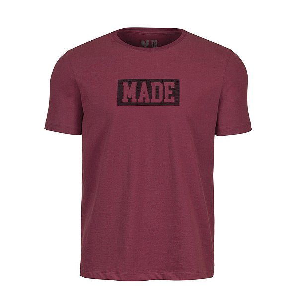 Camiseta Estampada Masculina Made in Mato Frame Bordô