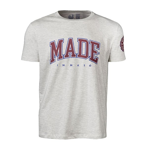 Camiseta Estampada Masculina Made in Mato College Mescla Claro