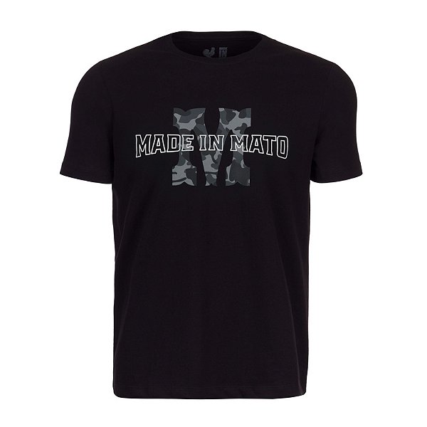 Camiseta Estampada Masculina Made in Mato Military Urban Preta