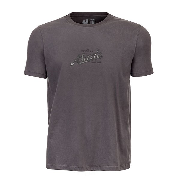 Camiseta Estampada Masculina Made in Mato Relief Chumbo