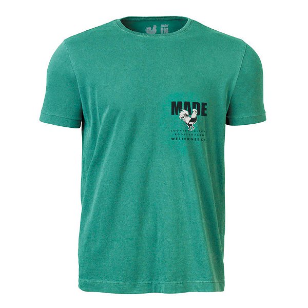 Camiseta Estampada Masculina Made in Mato Stone Verde Água