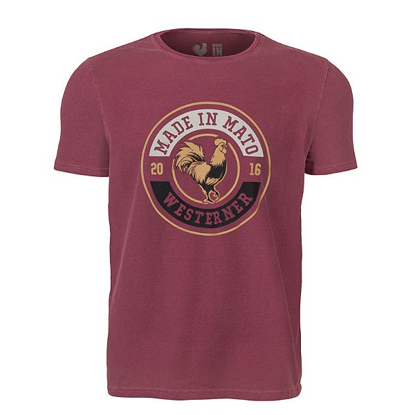 Camiseta Estampada Masculina Made in Mato Stone Bordô