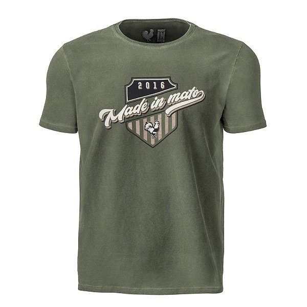 Camiseta Estampada Masculina Made in Mato Stone Militar
