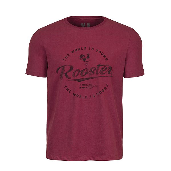 Camiseta Estampada Masculina Made in Mato Rooster Bordô
