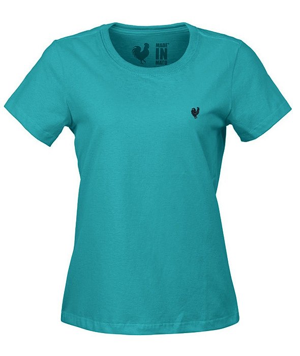 Camiseta Básica Feminina Made in Mato Azul