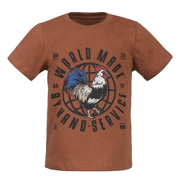Camiseta Estampada Infantil Galo Globo Marrom