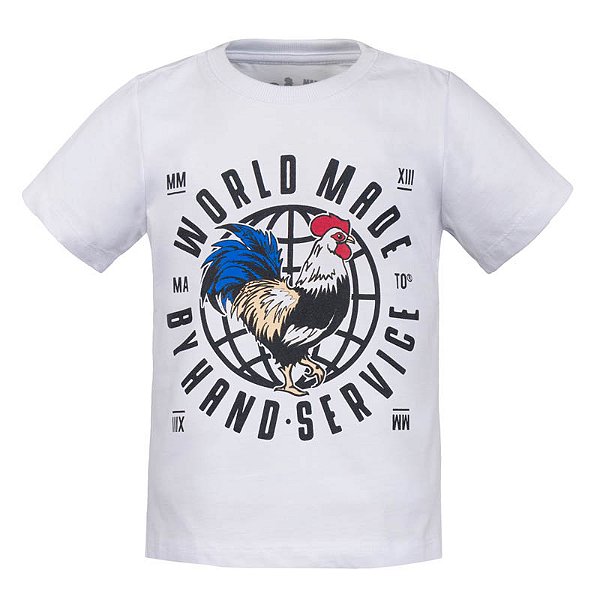 Camiseta Estampada Infantil Galo Globo Branca