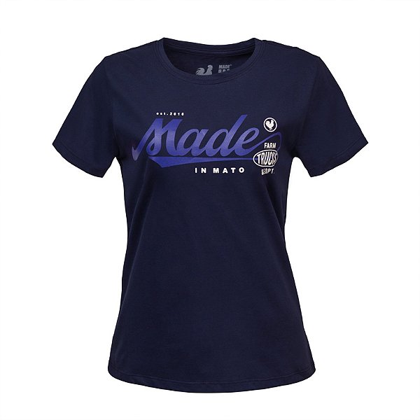 Camiseta Estampada Feminina Made in Mato Postal Made Marinho