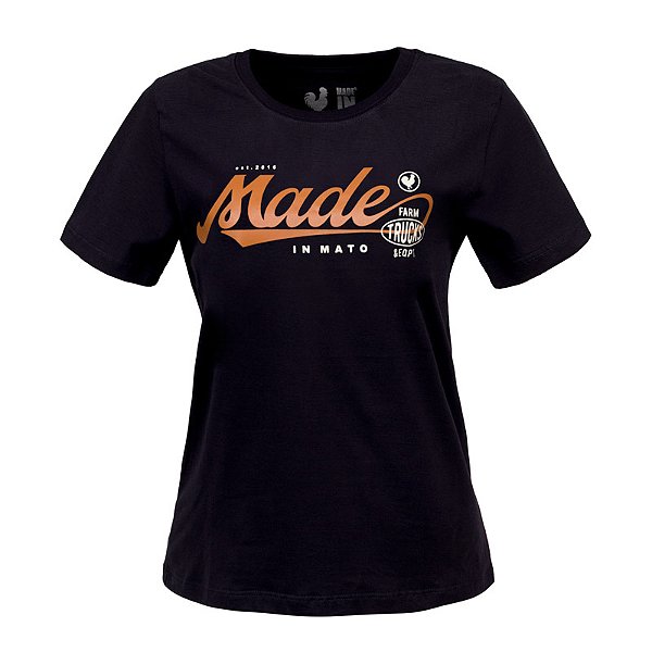 Camiseta Estampada Feminina Made in Mato Postal Preta