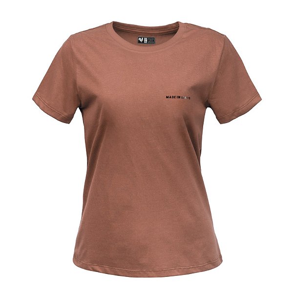 Camiseta Básica Feminina Made in Mato TC Marrom