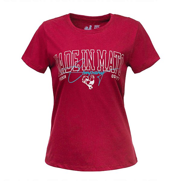 Camiseta Estampada Feminina Made in Mato Rubrica Vermelha