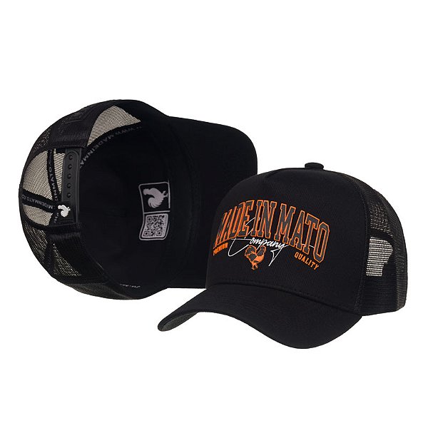 Boné Trucker Made in Mato MIM CO Black e Aba Black