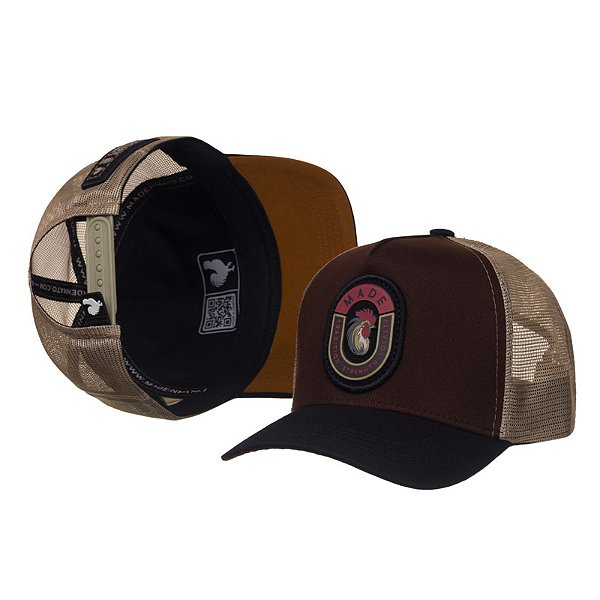 Boné Trucker Made in Mato Coat of Arms Brown e Aba Black