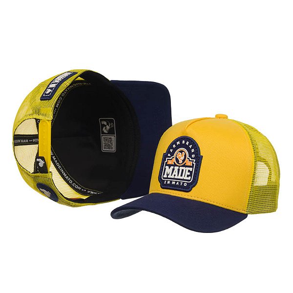 Boné Trucker Made in Mato School Yellow e Aba Blue