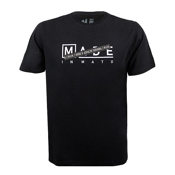 Camiseta Estampada Masculina Made in Mato Stripe Preta