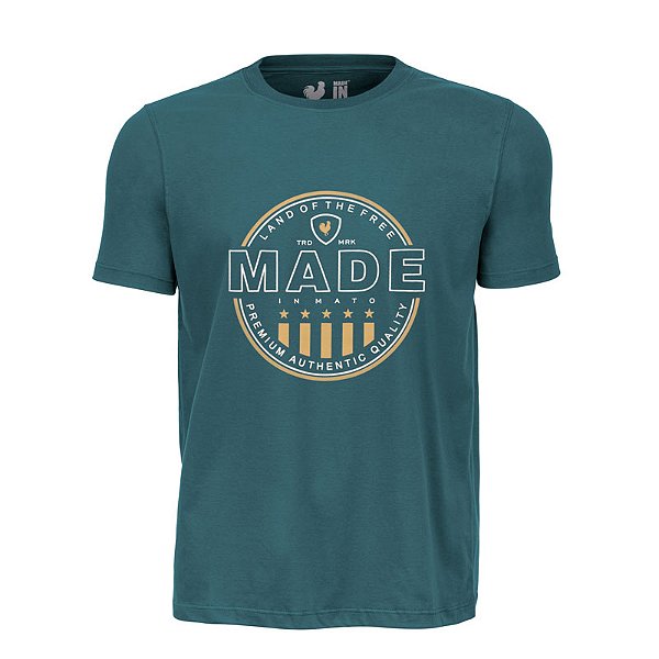 Camiseta Estampada Masculina Made in Mato Liberty Musgo