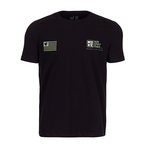 Camiseta Estampada Masculina Made in Mato Westerner Flag Preto
