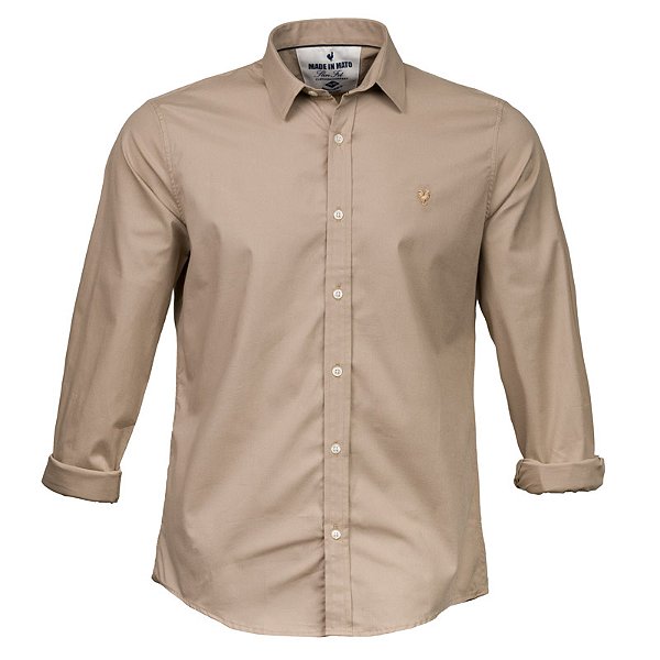 Camisa Masculina Lisa Manga Longa Made in Mato Kaki