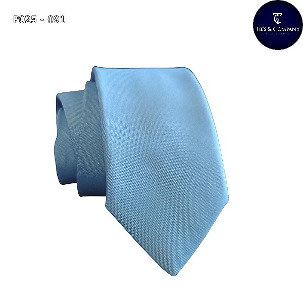 Gravata semi Slim 7cm Azul Feita no Brasil Cetim / Oxford