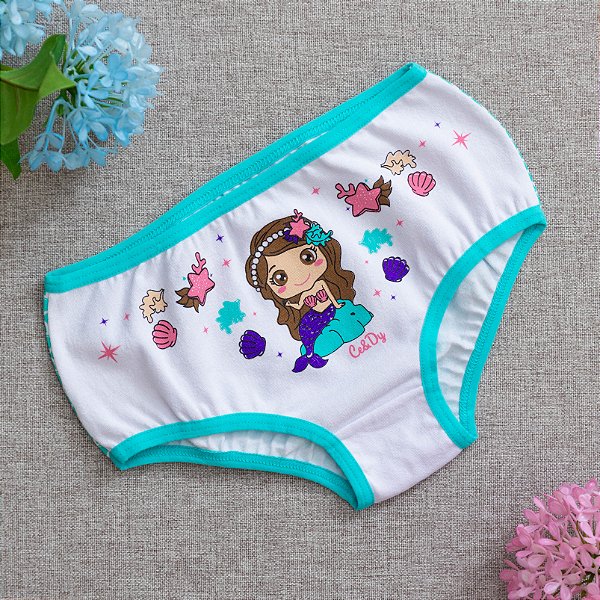 Calcinha De Algodão Infantil Estampa da Sereia - 72