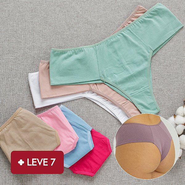 Kit Semaninha 7 Calcinhas De Algodão Fio Duplo Lateral Dupla Laura - 77