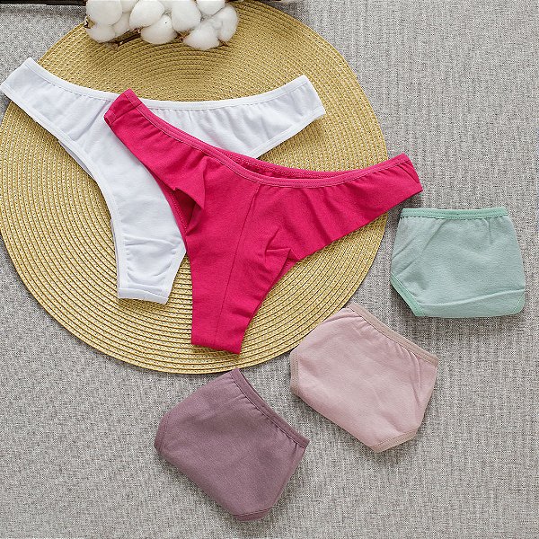 Kit 5 Calcinha De Algodão Fio Duplo Eliza - 38