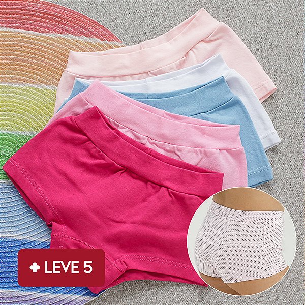 Kit 5 Calcinha De Algodão Boxer infantil Confort - 57