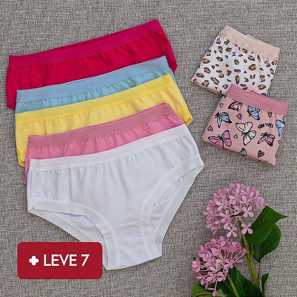 Kit Lili 7 Calcinhas De Algodão Infantil Confort -27