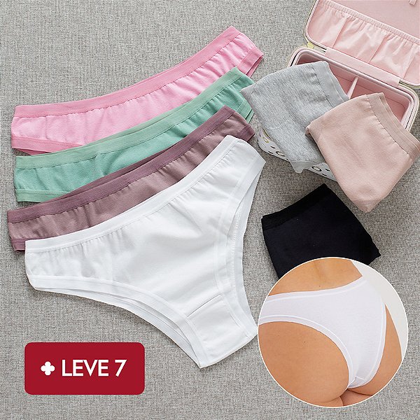 kit Semaninha 7 Calcinhas De Algodão Tanga Leticia Lisa e Mescla - SORTIDAS 01