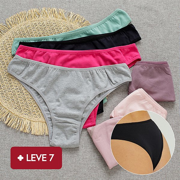 Kit Semaninha 7 Calcinhas de Algodão Tanga Delicatta Lisa e Mescla  - SORTIDAS - 02