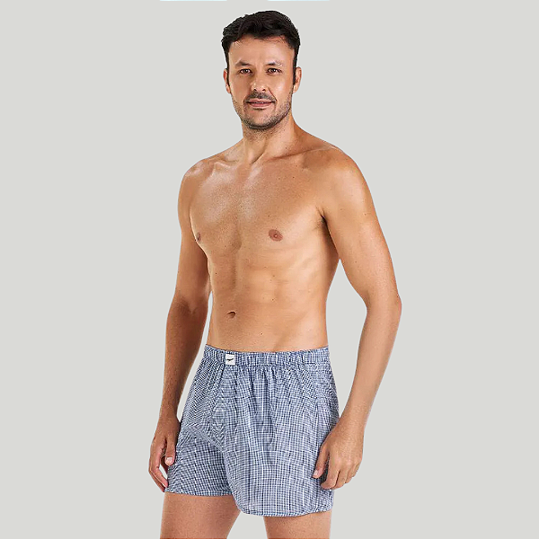 Cueca Samba Canção Quadriculada Azul ZR0103-001-1733