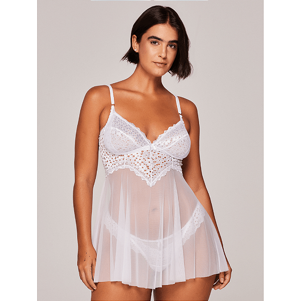 Camisola em Renda com Tule Noivas 606149