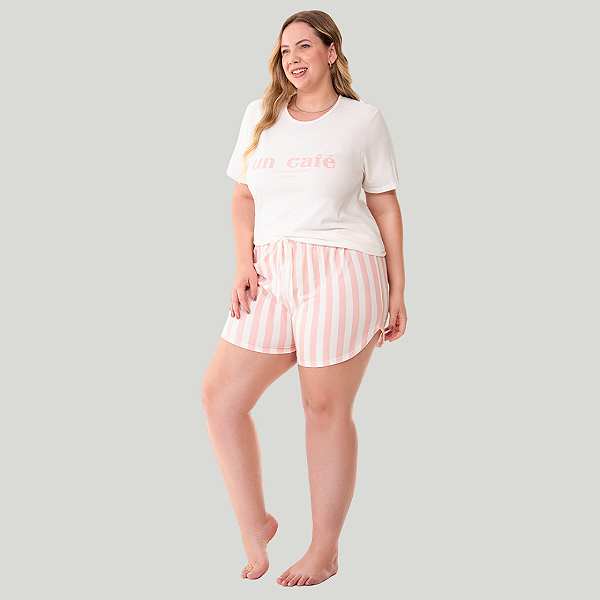 Pijama Blusa Manga Curta e Short Plus  ZR3203-040-2056