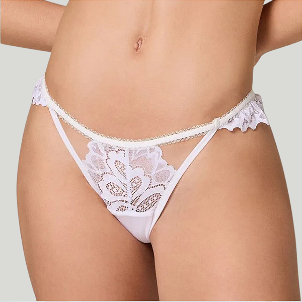 Calcinha Tanga em Renda e Tule Noivas  601050