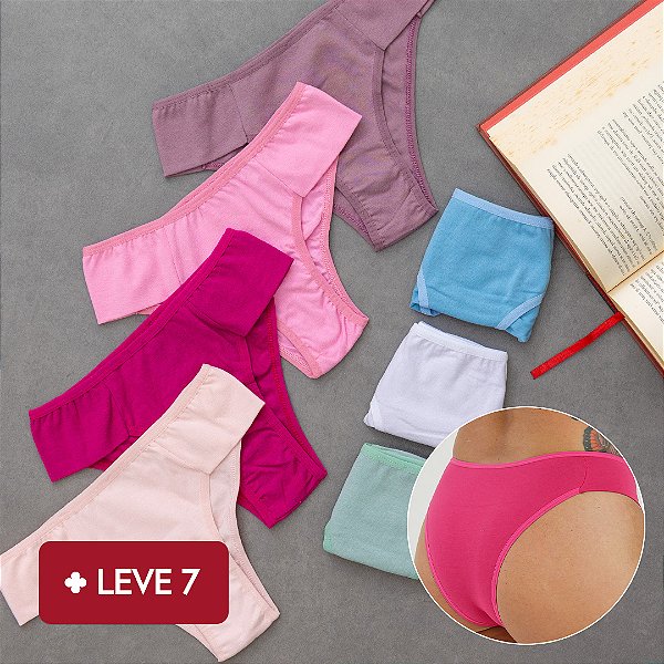 Kit Semaninha 7 Calcinhas de Algodão Com Lateral Dupla Iza - Sortida - 52