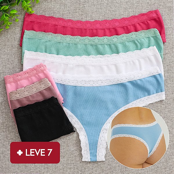 Kit semaninha 7 Calcinhas de Algodão Semi Fio Dental Boreale Injoy - Sortida - 49