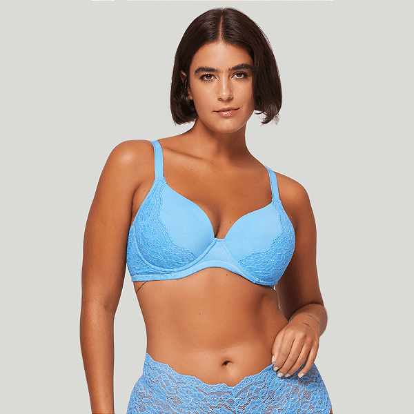 Sutiã Meia Taça em  Microfibra e Renda Plus 703012